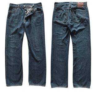 Levi’s 501 Original Button Fly Dark Wash Straight Leg Jeans 34x32 USA Made 2000s